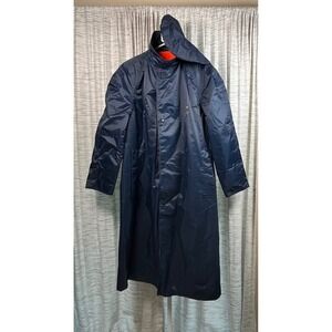 Vintage Nylite by Blaue Manufacturing Co.‎ Navy Raincoat Lined Orange Size 46R